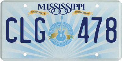 MS license plate CLG478