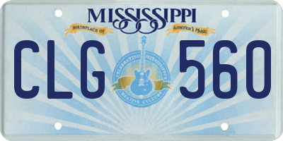 MS license plate CLG560