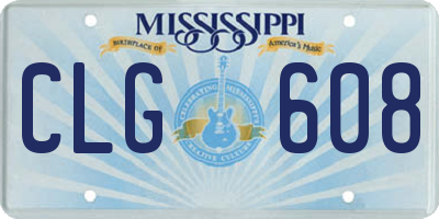 MS license plate CLG608