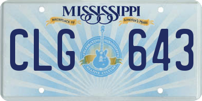 MS license plate CLG643