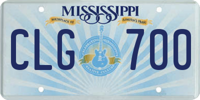 MS license plate CLG700