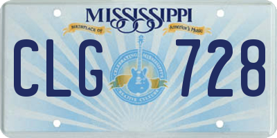 MS license plate CLG728
