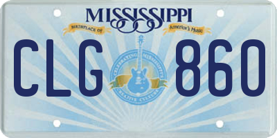 MS license plate CLG860