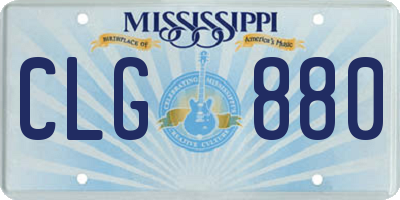 MS license plate CLG880