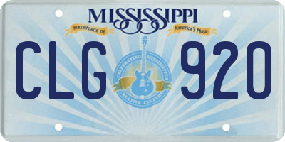 MS license plate CLG920