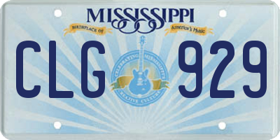 MS license plate CLG929