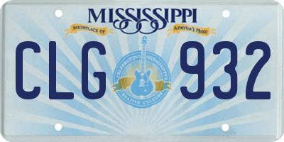 MS license plate CLG932