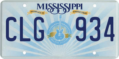 MS license plate CLG934