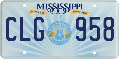 MS license plate CLG958