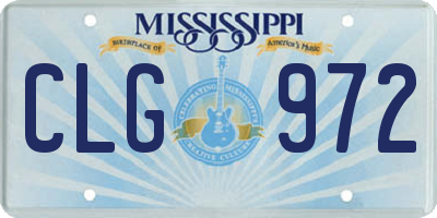 MS license plate CLG972