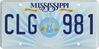 MS license plate CLG981