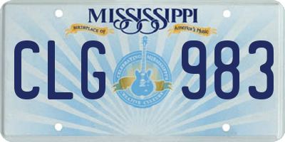 MS license plate CLG983