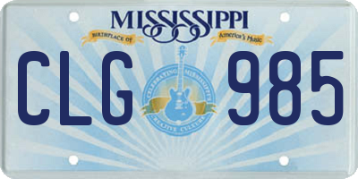 MS license plate CLG985