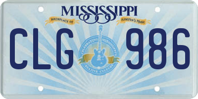 MS license plate CLG986