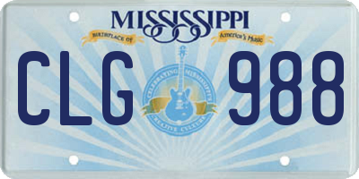 MS license plate CLG988