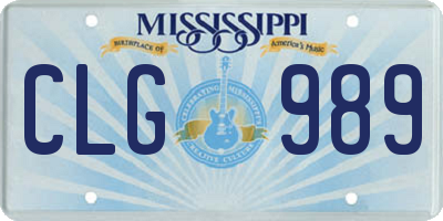 MS license plate CLG989
