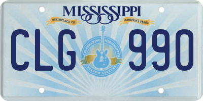 MS license plate CLG990