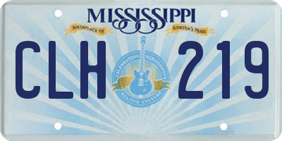 MS license plate CLH219