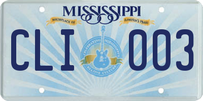 MS license plate CLI003