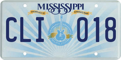 MS license plate CLI018