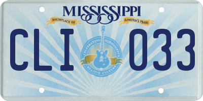 MS license plate CLI033