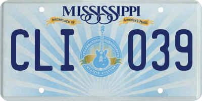 MS license plate CLI039