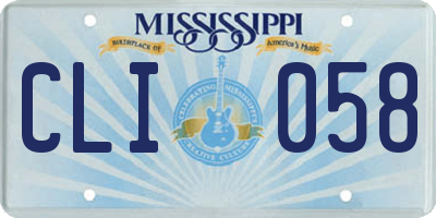 MS license plate CLI058