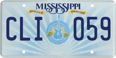 MS license plate CLI059
