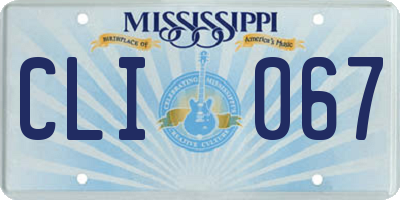 MS license plate CLI067