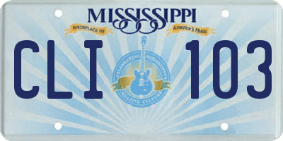 MS license plate CLI103
