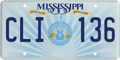 MS license plate CLI136