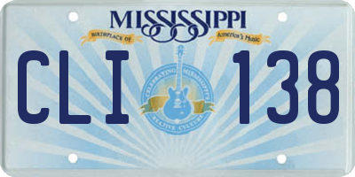MS license plate CLI138