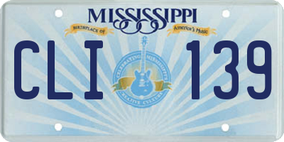 MS license plate CLI139