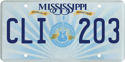 MS license plate CLI203