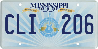 MS license plate CLI206