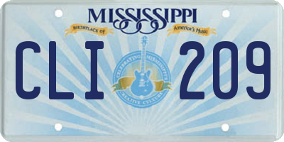 MS license plate CLI209