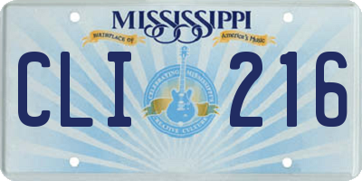 MS license plate CLI216
