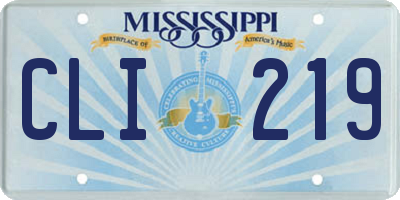MS license plate CLI219
