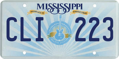 MS license plate CLI223