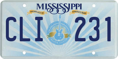 MS license plate CLI231