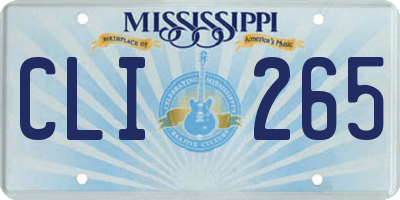 MS license plate CLI265