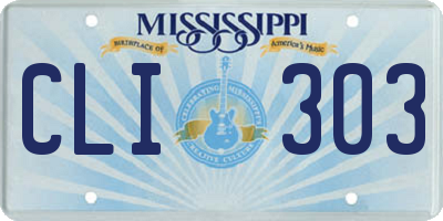 MS license plate CLI303