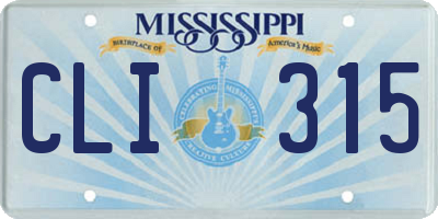 MS license plate CLI315