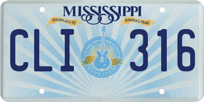 MS license plate CLI316