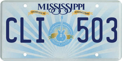 MS license plate CLI503