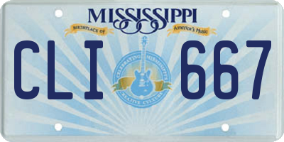 MS license plate CLI667