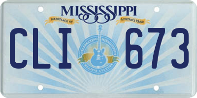 MS license plate CLI673