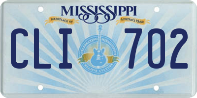 MS license plate CLI702