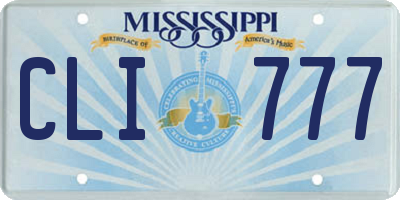 MS license plate CLI777