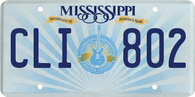 MS license plate CLI802